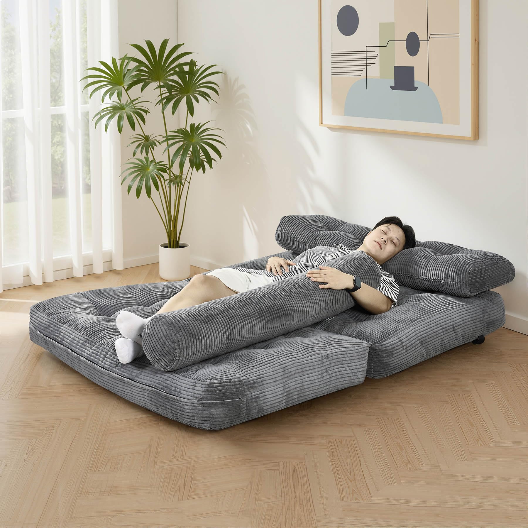 Amazon｜折りたたみ式ソファベッド 枕付き 3WAY フロアソファー