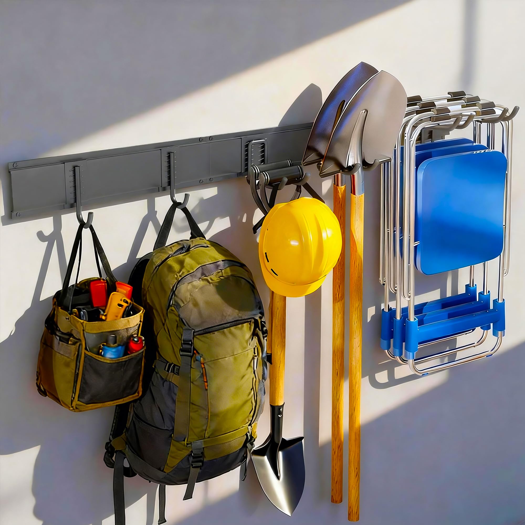 Ultrawall Organizer na narzędzia ogrodowe, 122 cm organizer na narzędzia garażowe, uchwyt ścienny, wytrzymałe stalowe uchwyty ścienne na narzędzia, nośność 180 kg