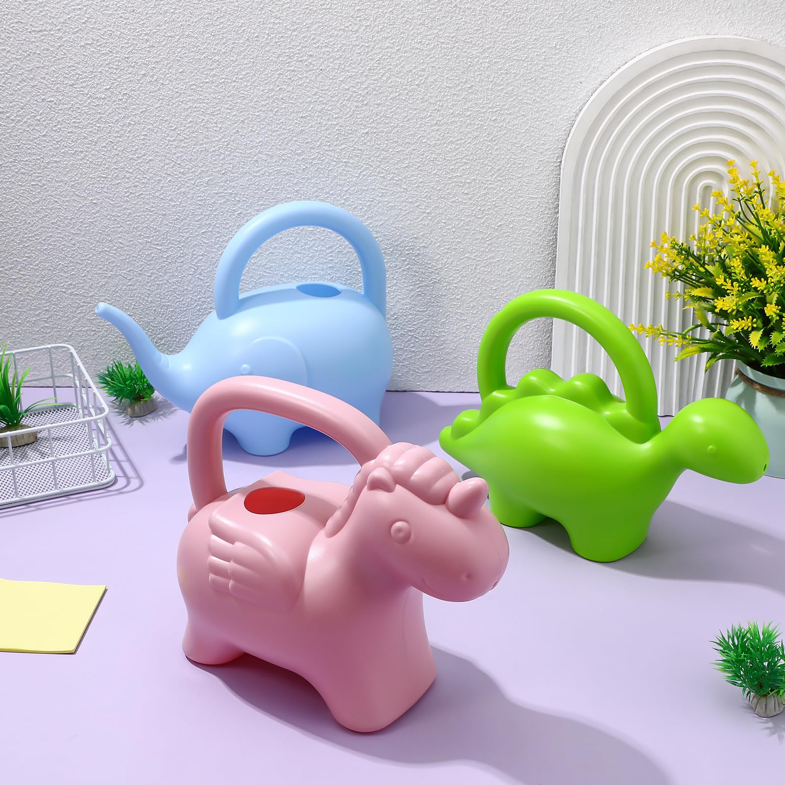 Arrosoirs Arrosoir Pratique Ensemble de 3 pour Garçon et Filles en Plastique Bleu, Forme d'animaux pour Plantes D'intérieur et D'extérieur