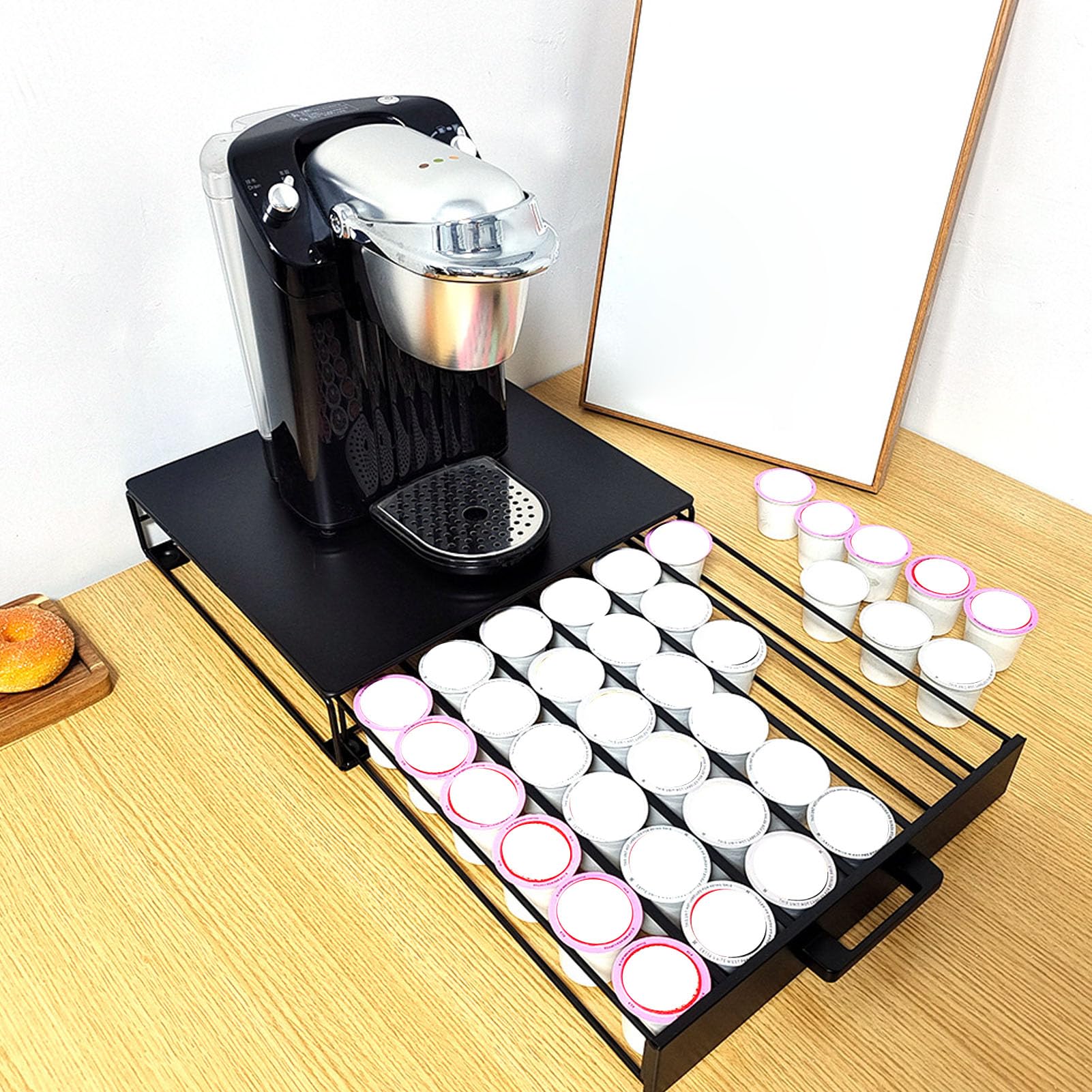 Cassetto per Cialde di caffè, Organizer in Ferro di Grande capacità, può Contenere 36 Capsule per Risparmiare Spazio Sul Bancone della (BLACK)