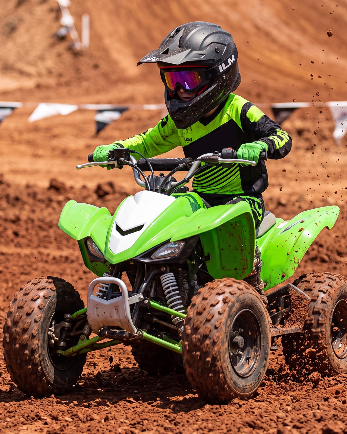 ILM Fullface MTB Motocross Helm Kinder Motorradhelm Downhill Motorrad Helme Dirt Bike Full Face Mountainbike Quad Enduro Crosshelm mit Brille Maske Handschuhe ECE22.06 Modell Z705