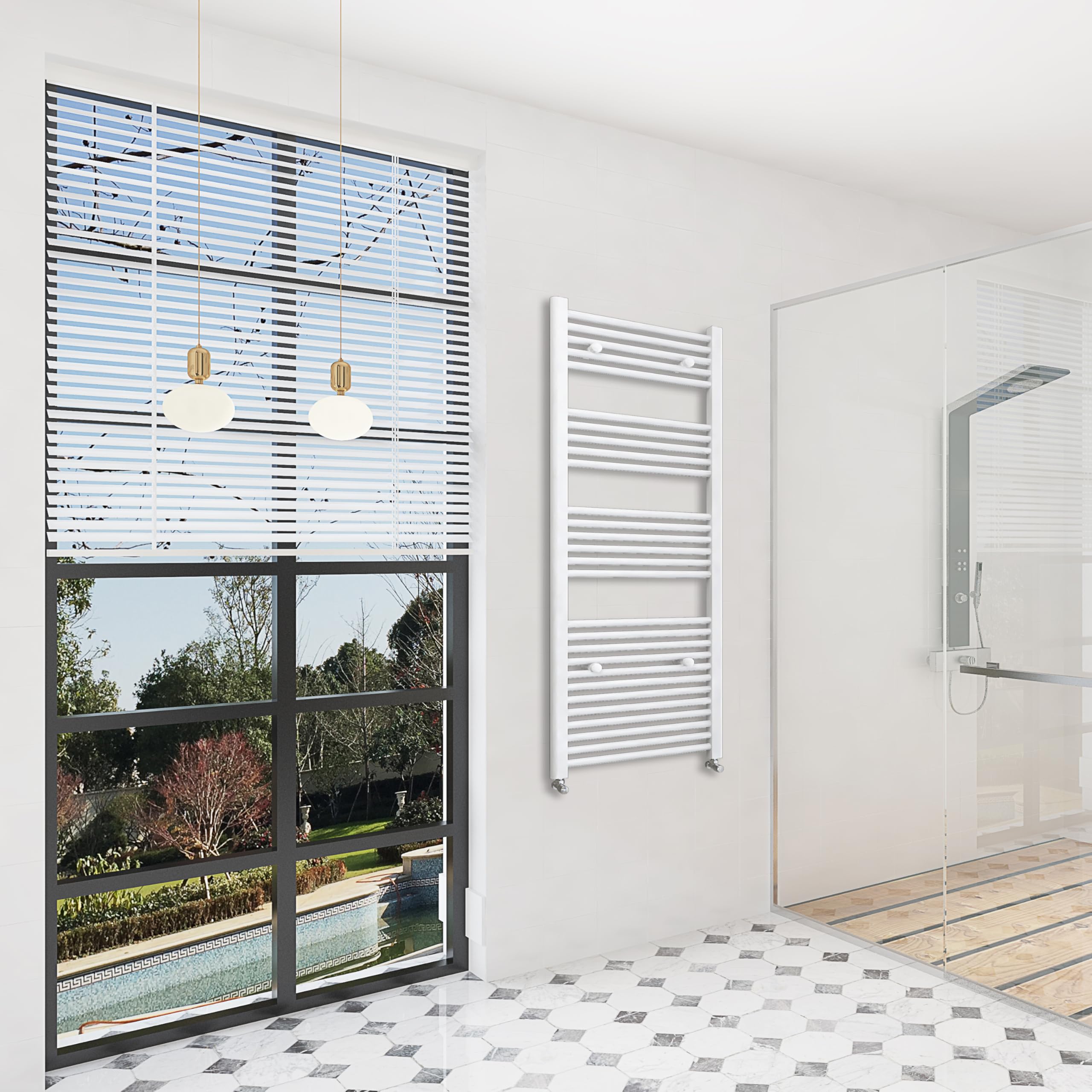 Sky bathroom | 1500x500mm Straight Towel Rail Radiator Heated Ladder Warmer Radiator White