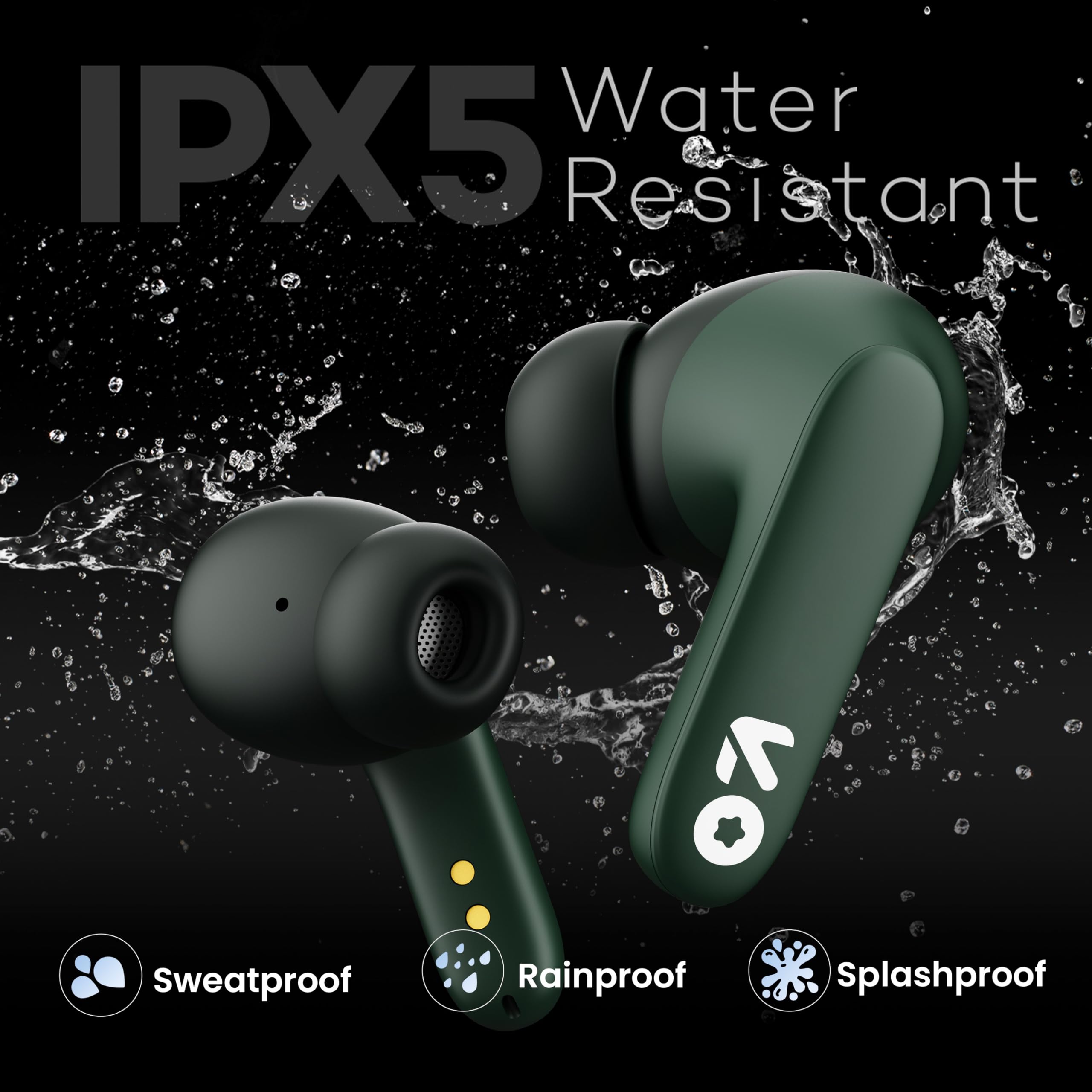 GOBOULT Y1 Ear Buds Wireless with 50Hr Playtime, Clear Calling ENC Mic, Low Latency Made in India, Gaming, 10mm Bass Drivers Earbuds Buds TWS Bluetooth (Black) (Green) — Amazon image 9
