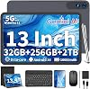 Tableta de 13 pulgadas con teclado, Android 16 con Gemini AI (funda negra) | 32GB+256GB+2TB expandible, PC tableta con 8 núcleos, 10000mAh, pantalla 120Hz 1920x1200, GPS, tableta grande 2 en 1 con mouse y lápiz 1