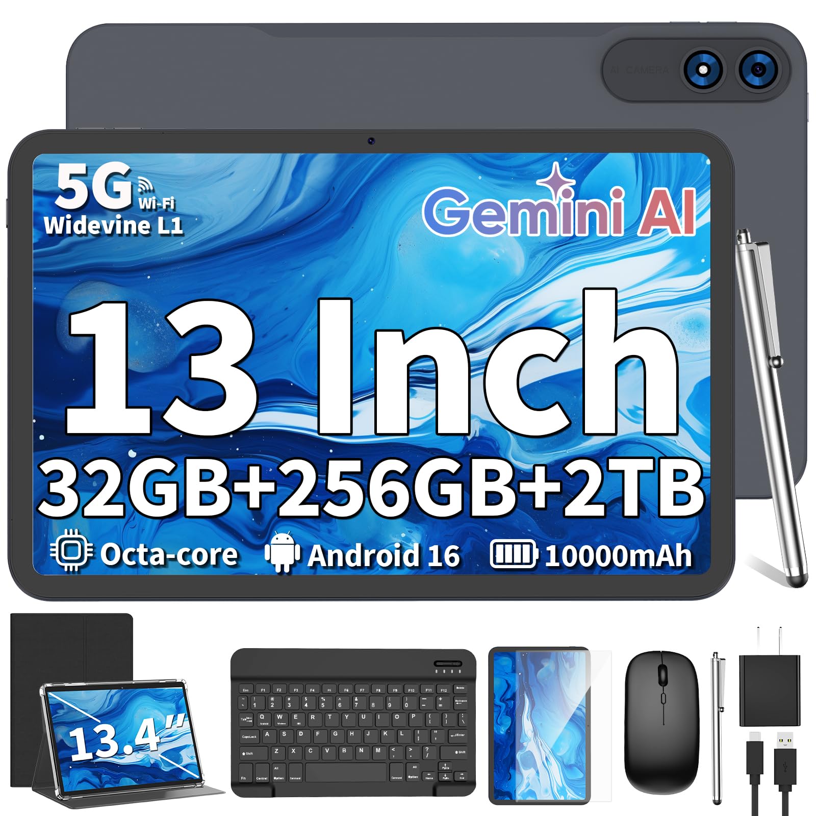 Amazon.com : 2026 13 Inch Android 16 Tablet with Keyboard, 32GB+