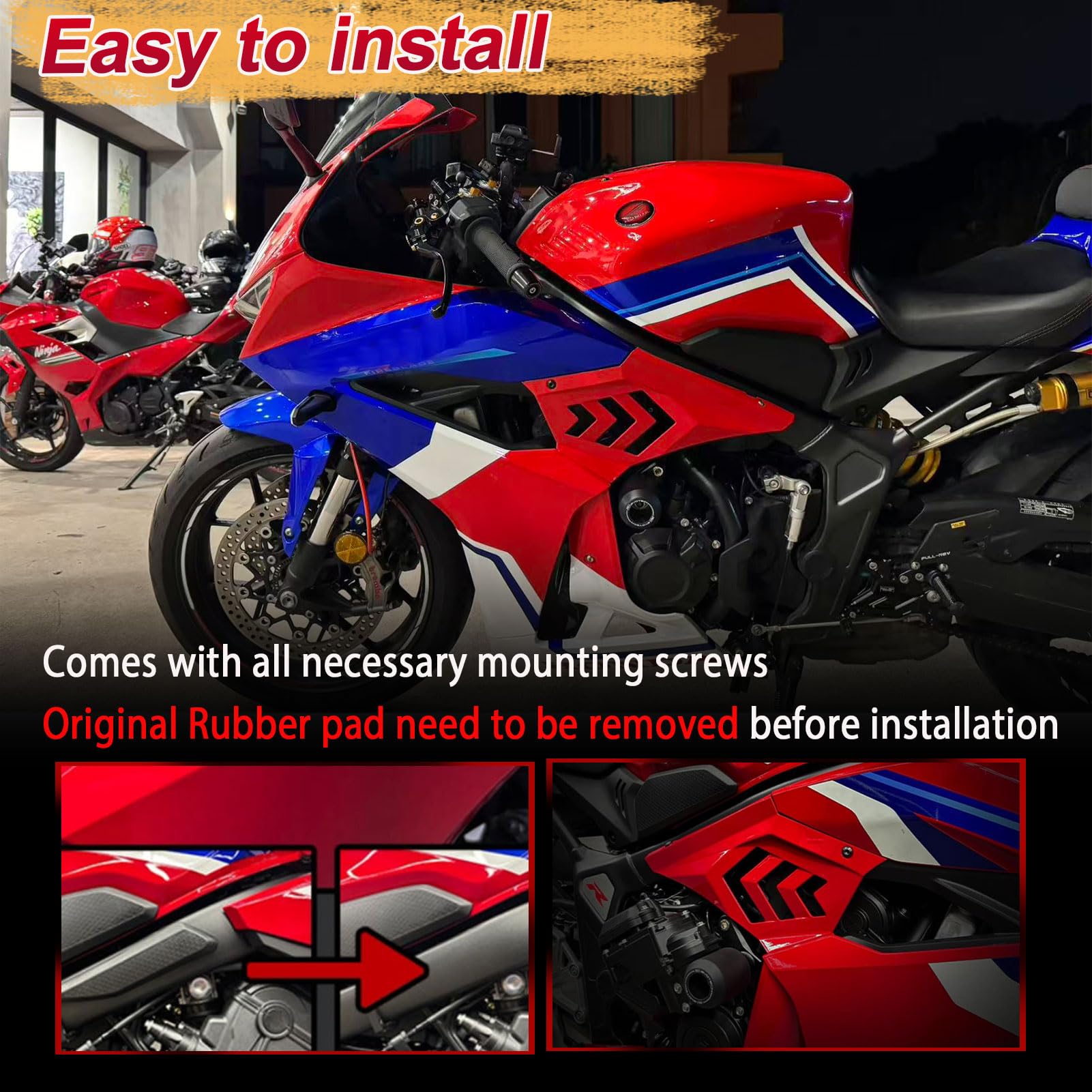 Paneles de cuvierta lateral CBR650R,protectores laterales marco CBR 650 R Carenado Lateral del Asiento para HO&N&DA CBR 650R Accesorios 2024-2026 (Rojo)