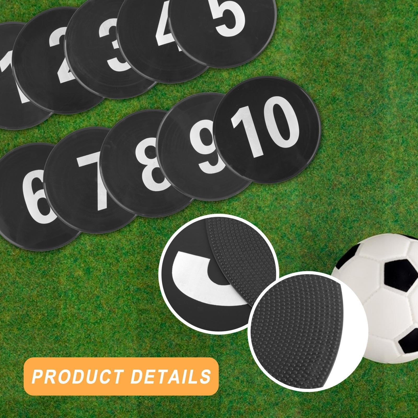 10 Marcadores de Suelo Numerados, Almohadillas de para Entrenamiento de de Juego, Marcadores de Disco Planos para Entrenamiento de Fútb