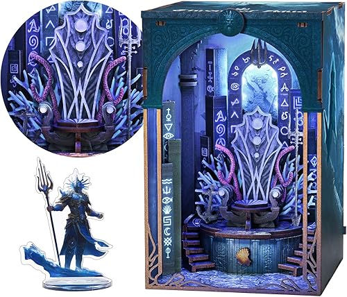 Miniatura 42 de Kit de rincón de libros en miniatura, rompecabezas de madera 3D con luz LED para decoración de estantería (más allá de la biblioteca)