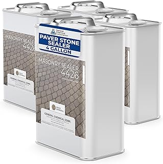 PaverGeneral Masonry Sealer 4426 - Water-Based Natural Sealant - Protects Concrete, Cement, Stone, Brick, Patios & Outdoor Retaining Walls - Eco-Friendly Hydrophobic Semi-Gloss Finish - 4 Gallon Case