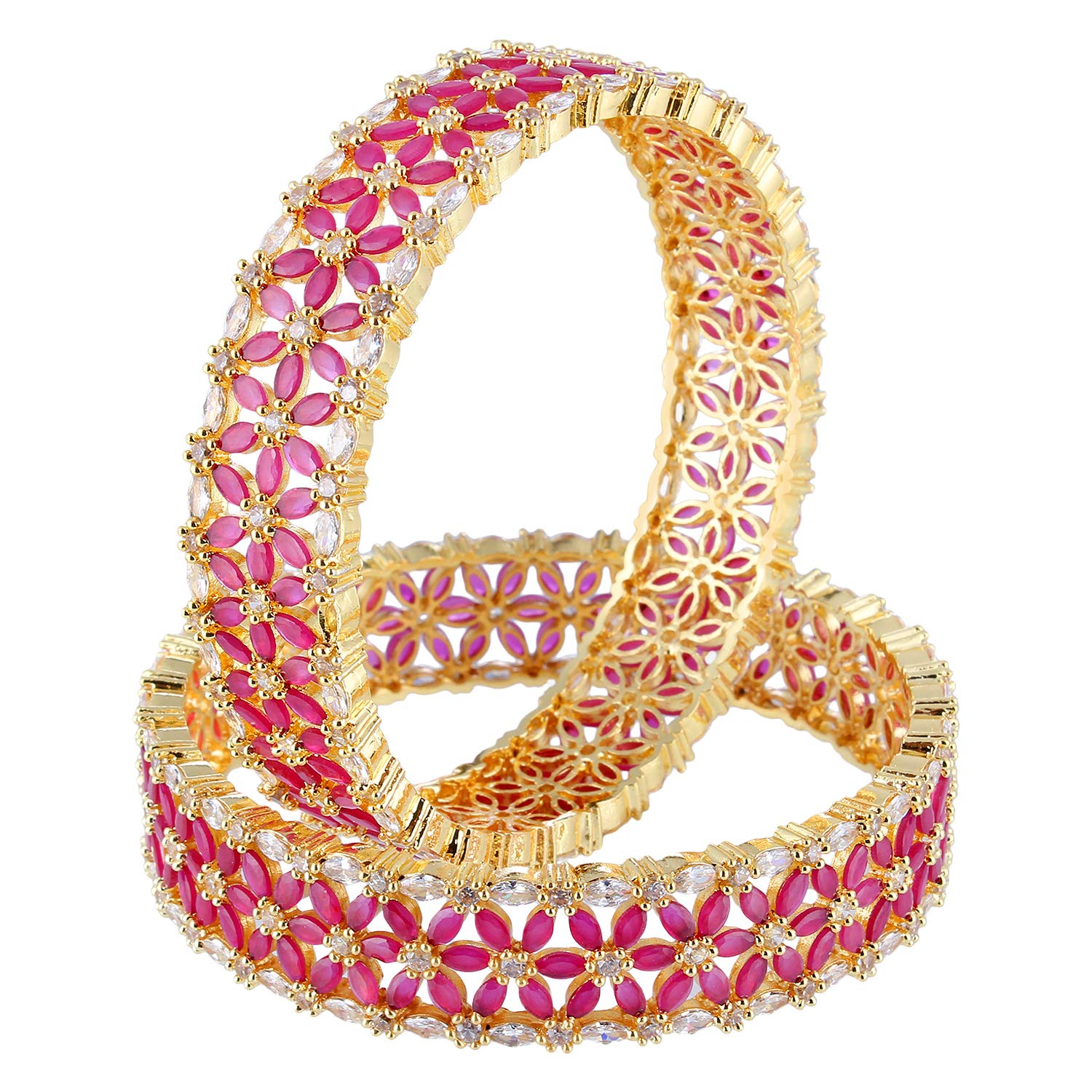 JDX Designer Gold Plated American Diamond CZ Bangles for Women (2.8) (B0BQ6F3ZPW) Amazon Price History, Amazon Price Tracker