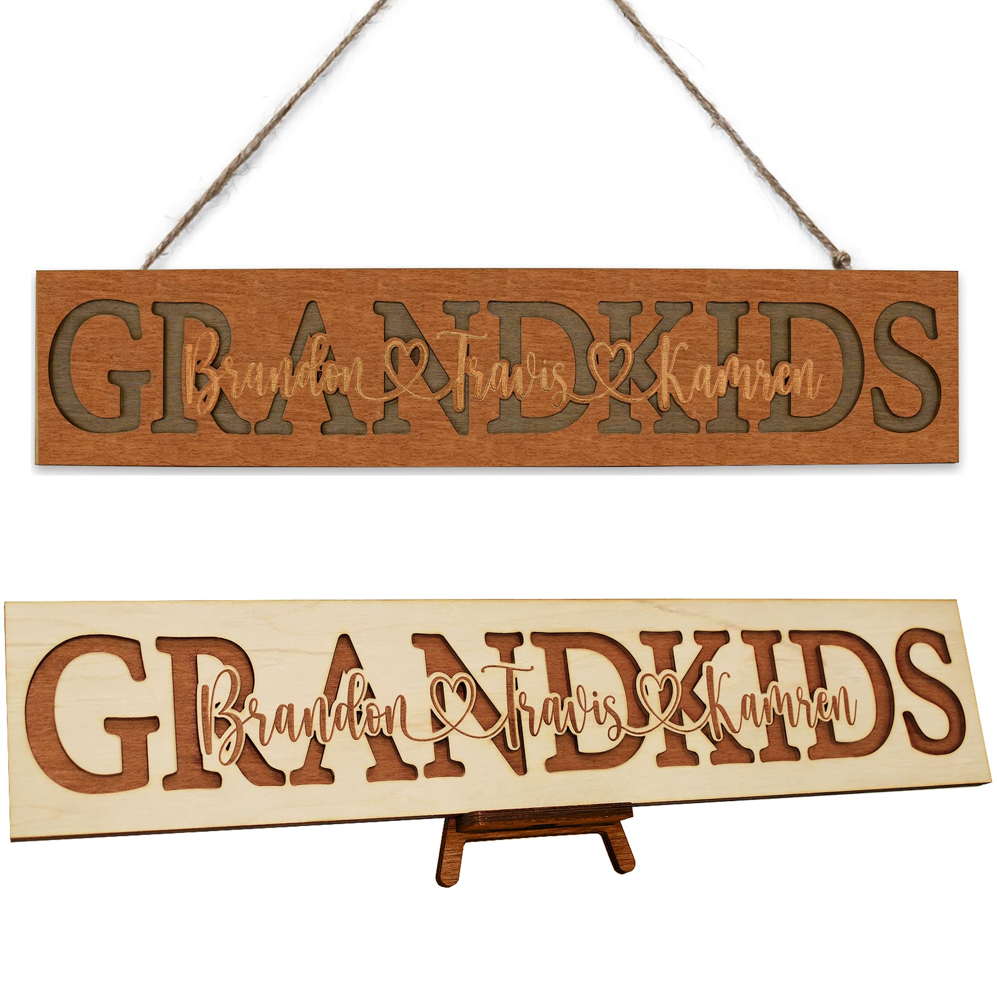 Grandkids Personalized Gift for Grandparents Day - Customizable Grandkids Sign with Names - Custom Grandma Grandpa Gifts - Wooden Grandchildren Plaque