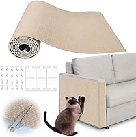 Inchoco 78.7" x 15.8" Trimmable Self-Adhesive Cat Scratching Pad - Khaki Furniture Protector for Couches, Cat Trees & Scratch Posts
