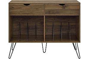 Novogratz Concord Turntable Stand - Vintage Vinyl Record Player Storage Rack