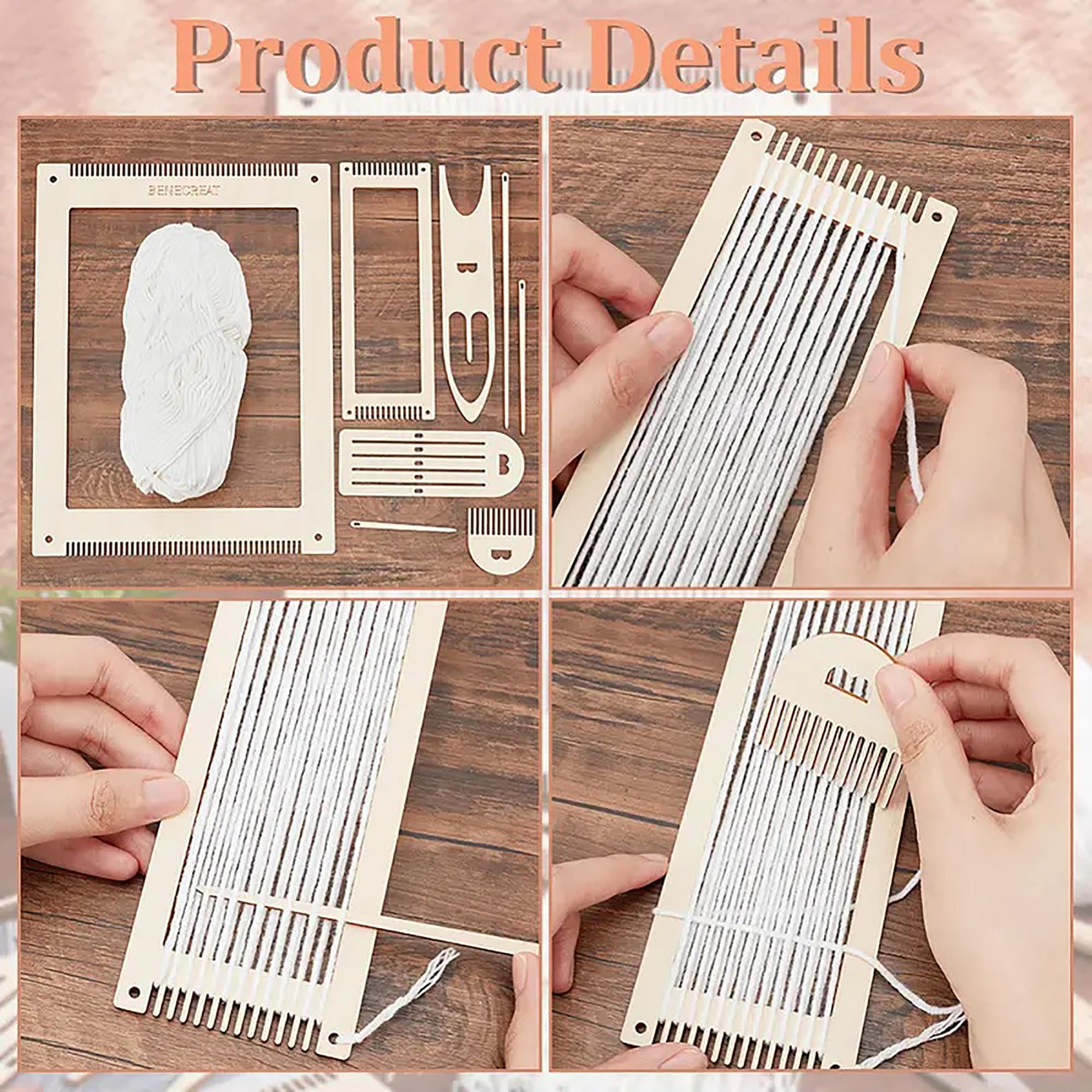 Cliths Wooden Weaving Loom Kit for Kids – DIY Loom Frame & Craft Machine Beginner Weaving Loom Craft Kit Loom Bands Making Set 3