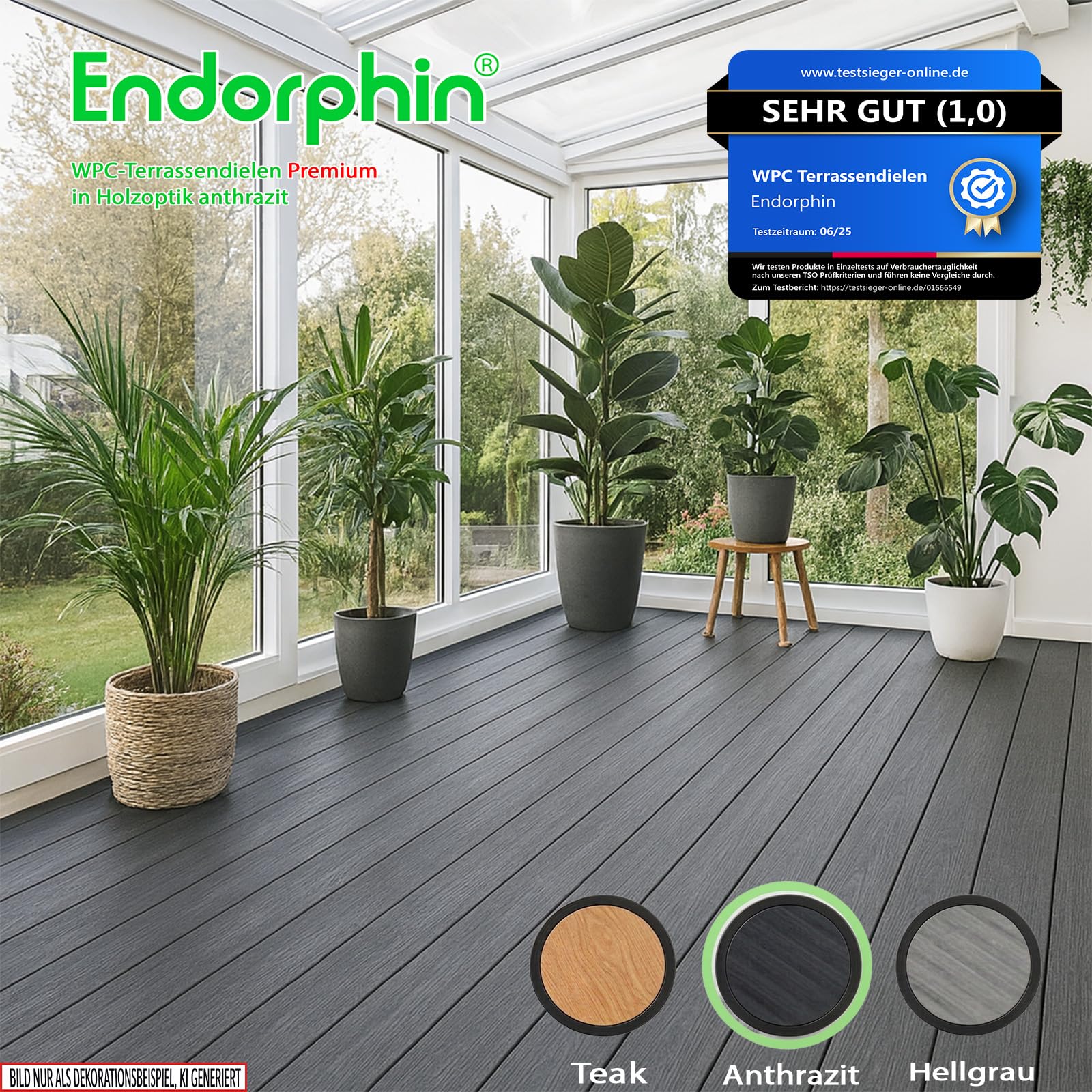 Endorphin Premium WPC Terrassendielen, 6 Dielen Anthrazit für 2 m²