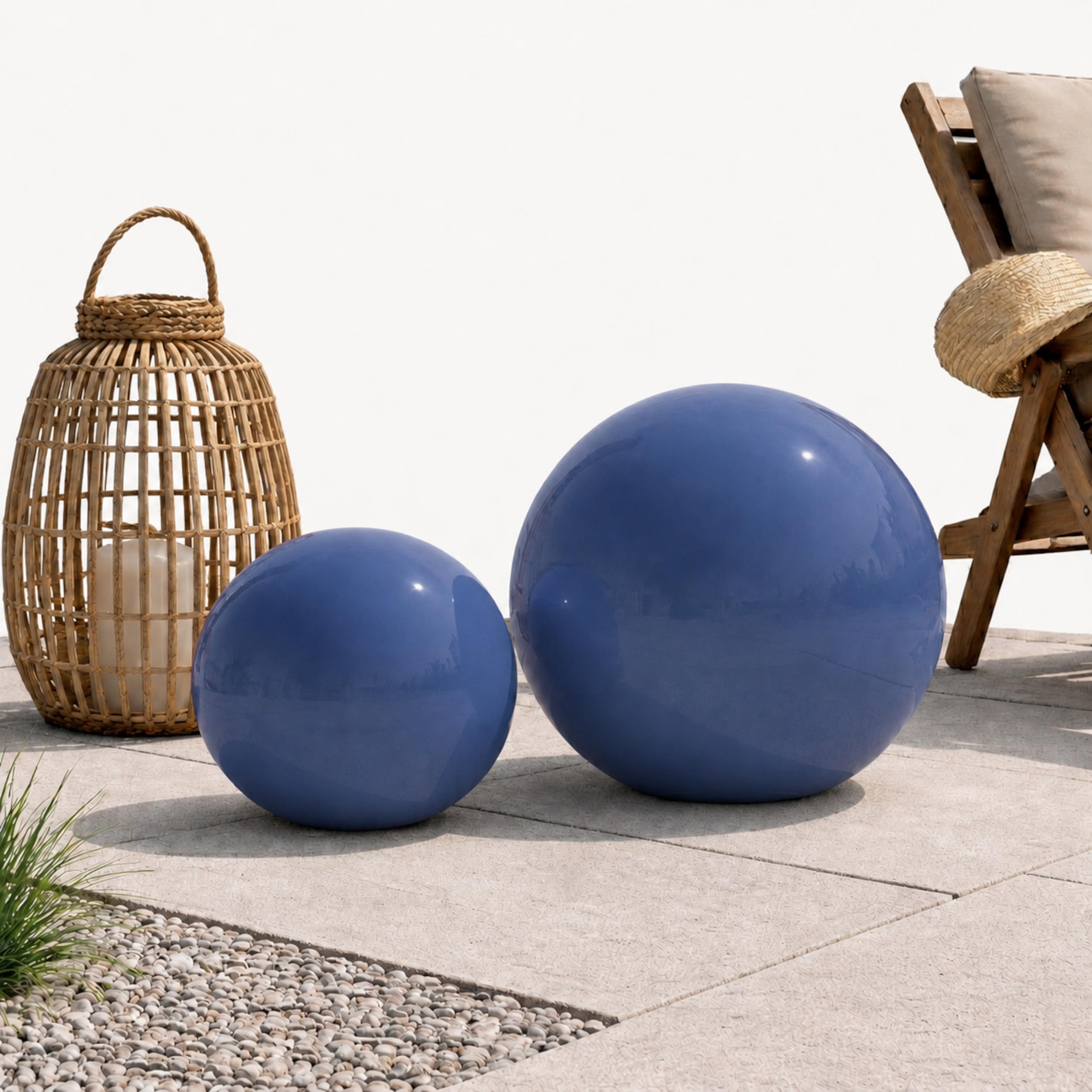 Keramik Kugel 30 cm Gartenkugel Dekokugel Gartenfigur Dekoration aus frostfester, witterungsbeständiger, robuster Steinzeug-Keramik Outdoor (blau)