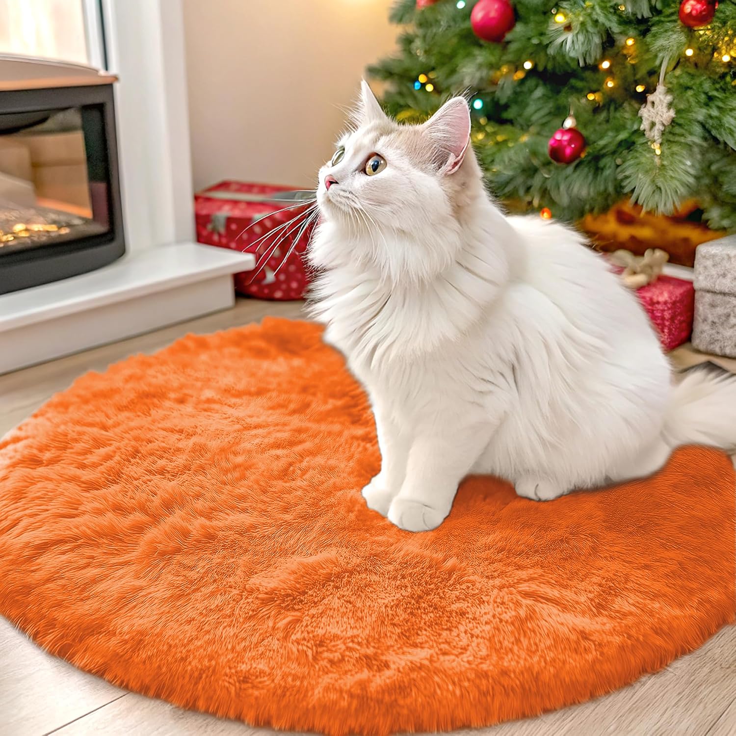 Amazon.com: OLANLY Orange Round Rugs for Bedroom - Machine Washable, 2 ...