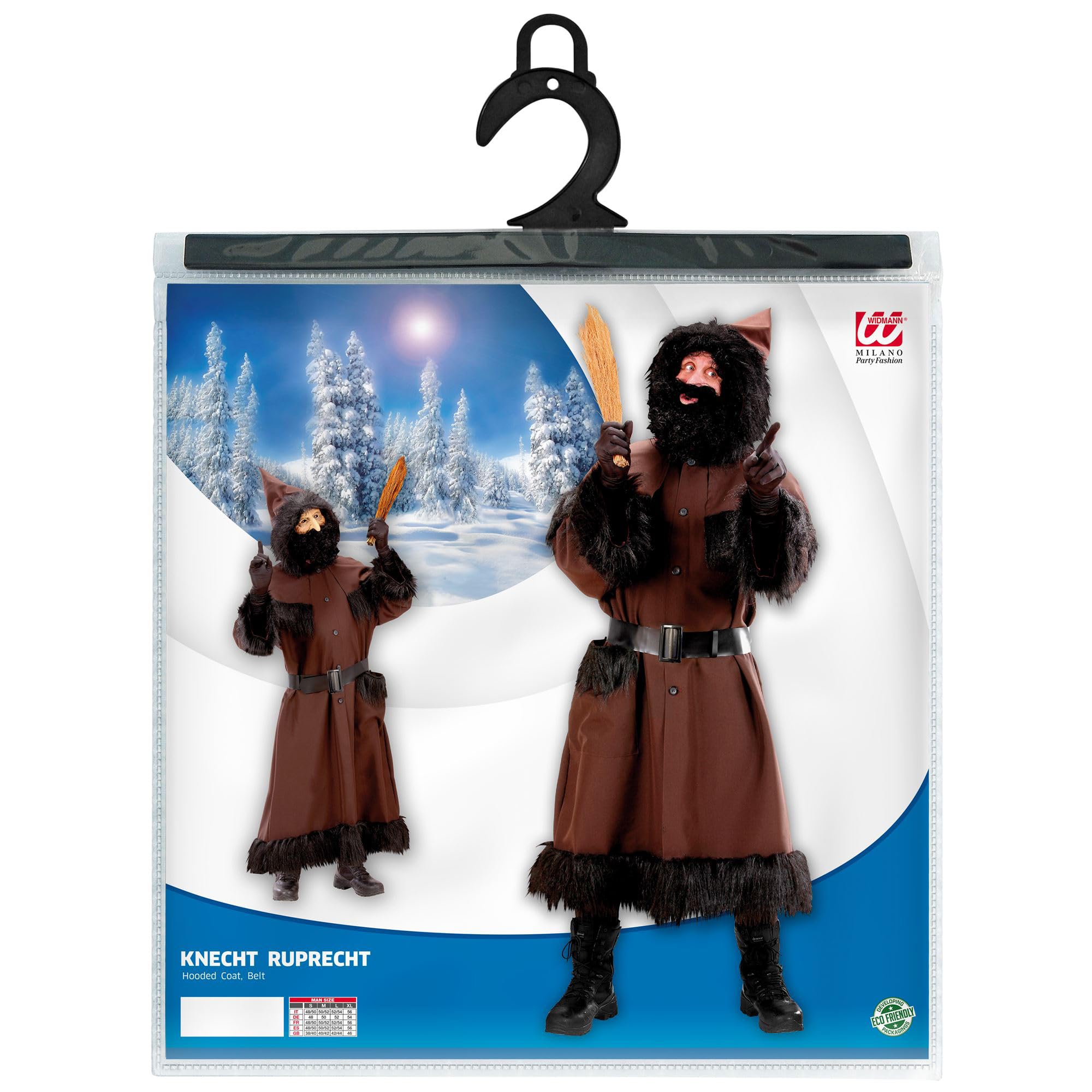W WIDMANN MILANO Party Fashion - Knecht Ruprecht Kostüm mit Kapuze | Kostüm mit Kapuzengewand, Gürtel und Fellbesatz - für Weihnachten, Karneval und Mottoparty