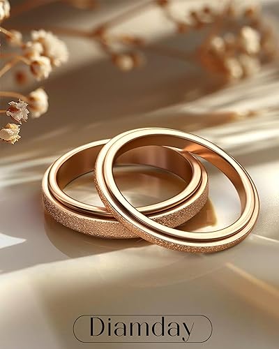Miniatura 10 de Diamday Anillos para ansiedad para mujeres y hombres  Anillo giratorio de acero inoxidable de 0.075 pulgadas para aliviar la ansiedad, el estrés, la