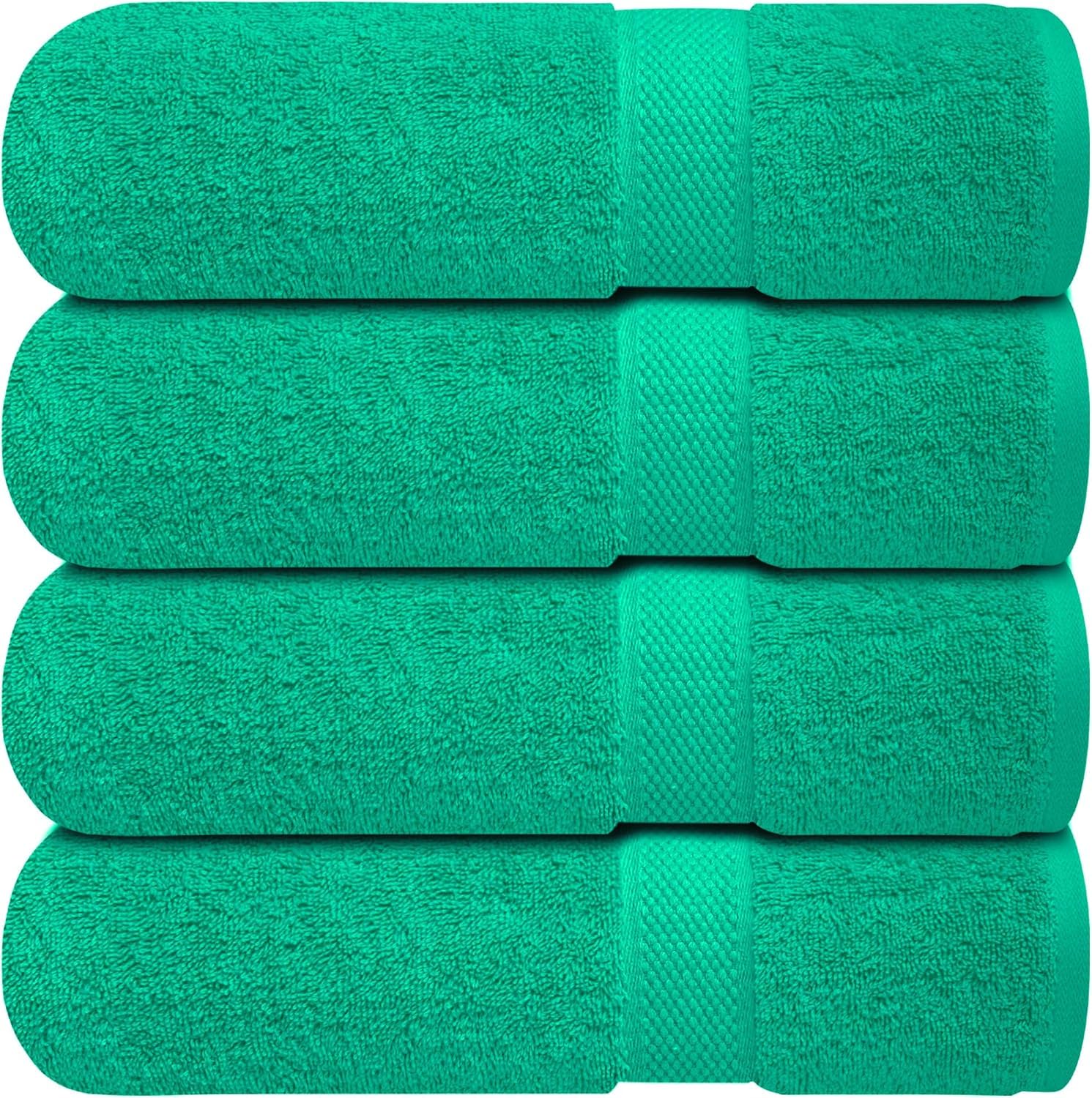 Infinitee Xclusives Bath Towels Set of 4 (70x140 cm) - 100% Cotton, Super Absorbent, Quick-Dry Towels for Bathroom, Spa, Gym & Hotel |Vivid Green| — image 1