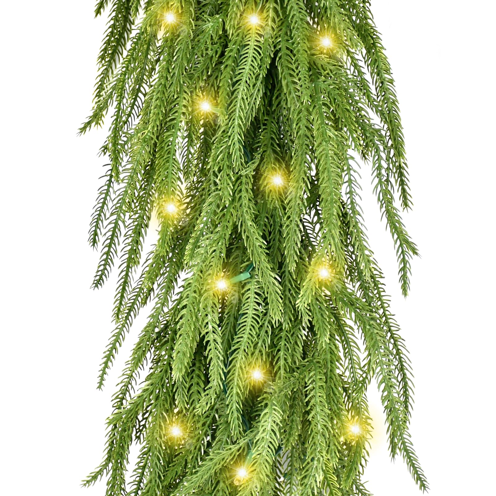 Christmas Garland with Lights for Mantle Prelit - INCIKITI 9FT Norfolk Pine
