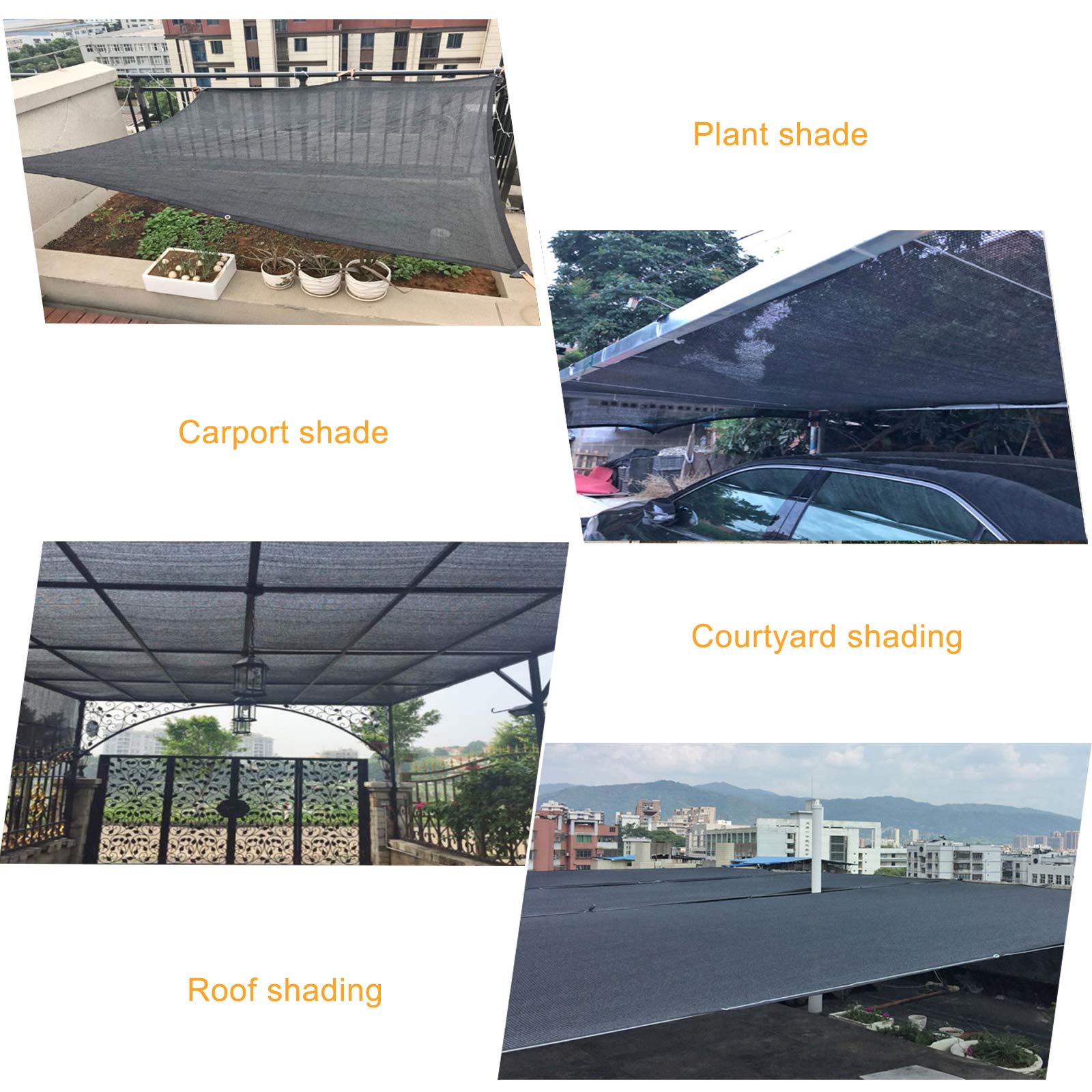 Malla Sombreadora Sun Net de 6 Pines,Solar Sombra Paño,Toldo Vela de Sombra Negra,Malla de Ocultación Anti-Âge,para Exteriores,Patio Trasero,Jardín,Granero,con Ojales (7x10m)
