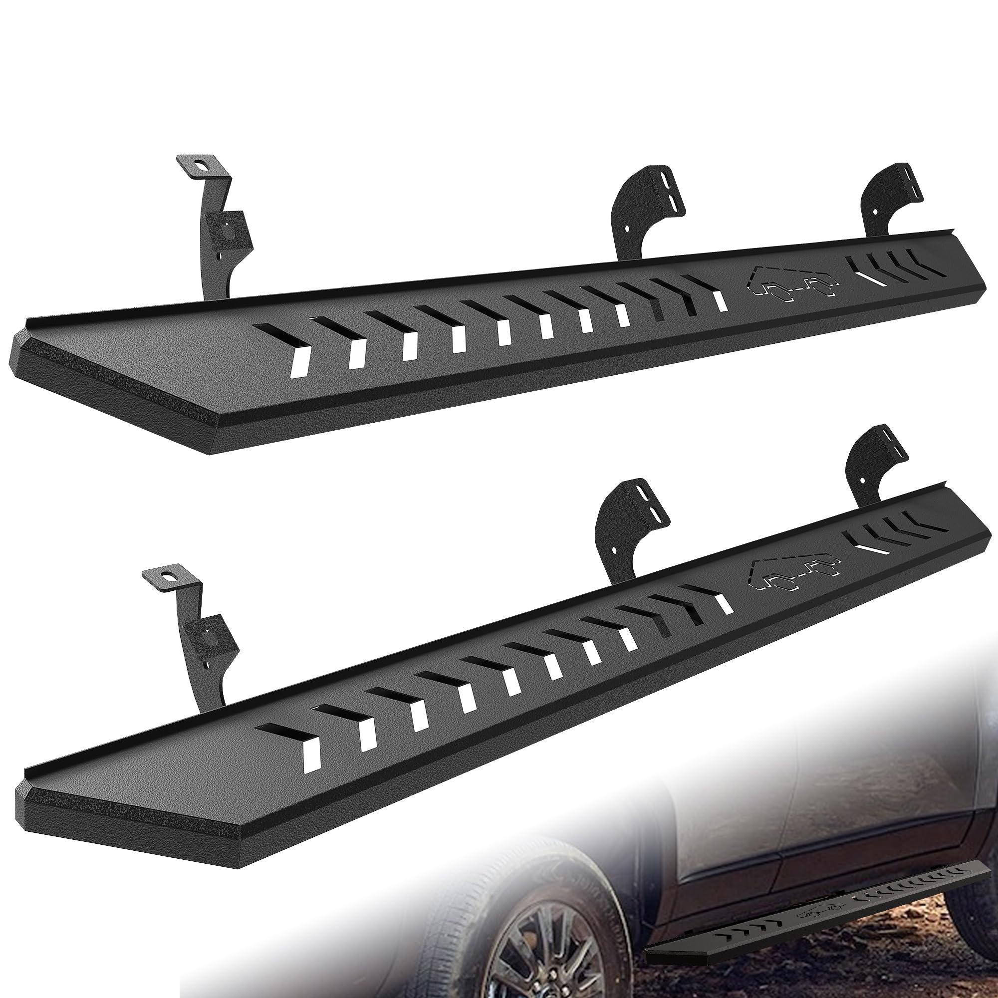 Condition photo showing New/Like New for Running Boards Compatible with 2024 2025 Toyota Land Cruiser LC250 5.81 Inches Wide Slip Proof Nerf Bars Side Steps Fits for Prado J250 2024 2025 Heavy Duty Carbon Steel Foot Step Side Bars