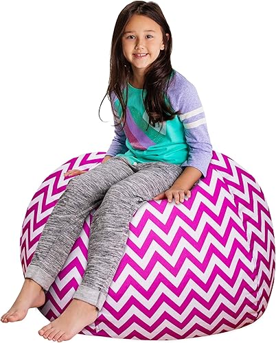 Miniatura 129 de Posh Stuffable - Sillón puff con almacenamiento para niños, contenedor de animales de peluche, organizador de juguetes de niños Lienzo Burbujas Azul