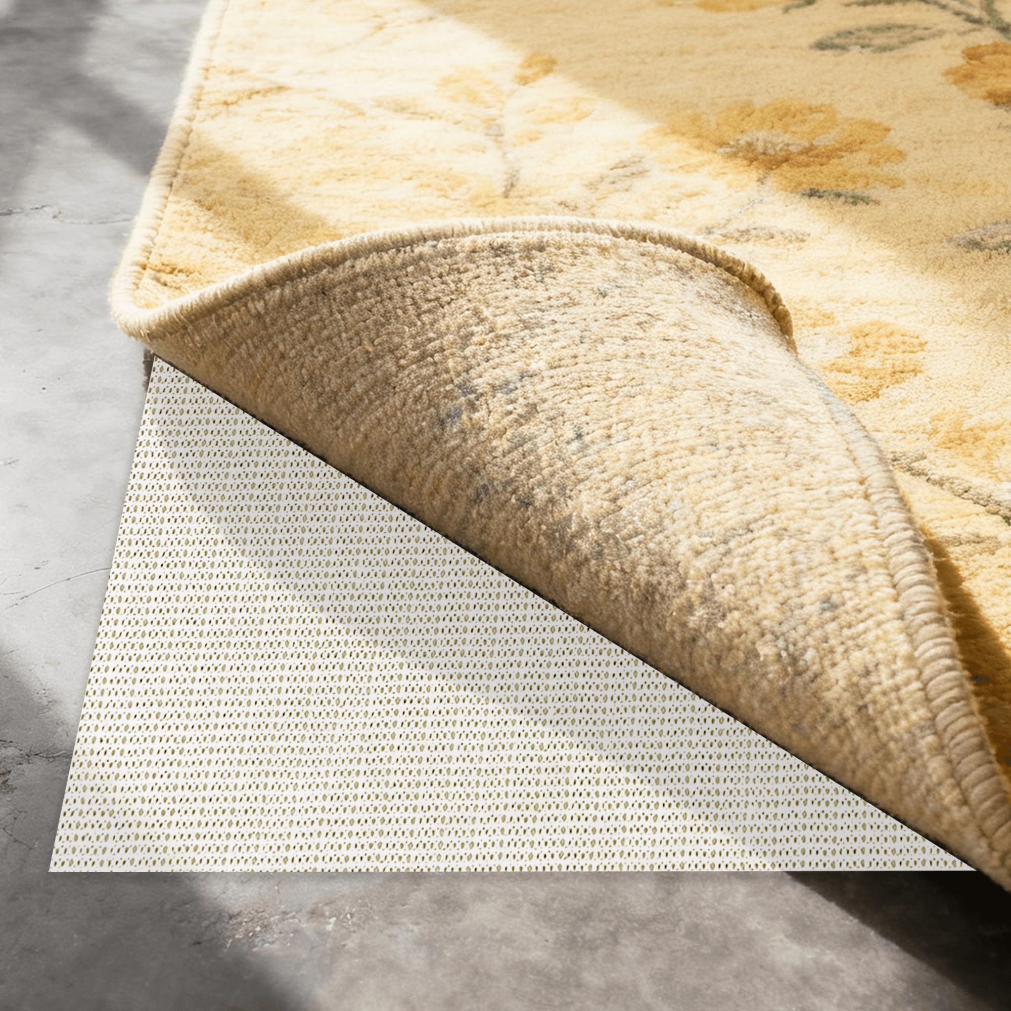 Anti Derapant Tapis 195 x 205 cm Anti Glisse Tapis Antidérapant en PVC Protection du Sol pour La Palette, L'Étagère, Les Tiroirs, Le Matelas, Le Canapé, Blanc cassé