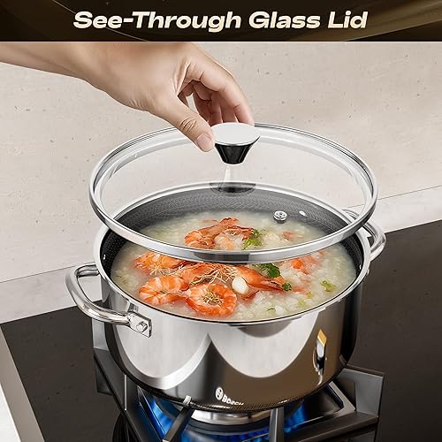 Miniatura 4 de Juego de ollas y sartenes de acero inoxidable, juego de 6 utensilios de cocina antiadherentes, juego de ollas de 1, 3 y 4 cuartos de galón con tapas