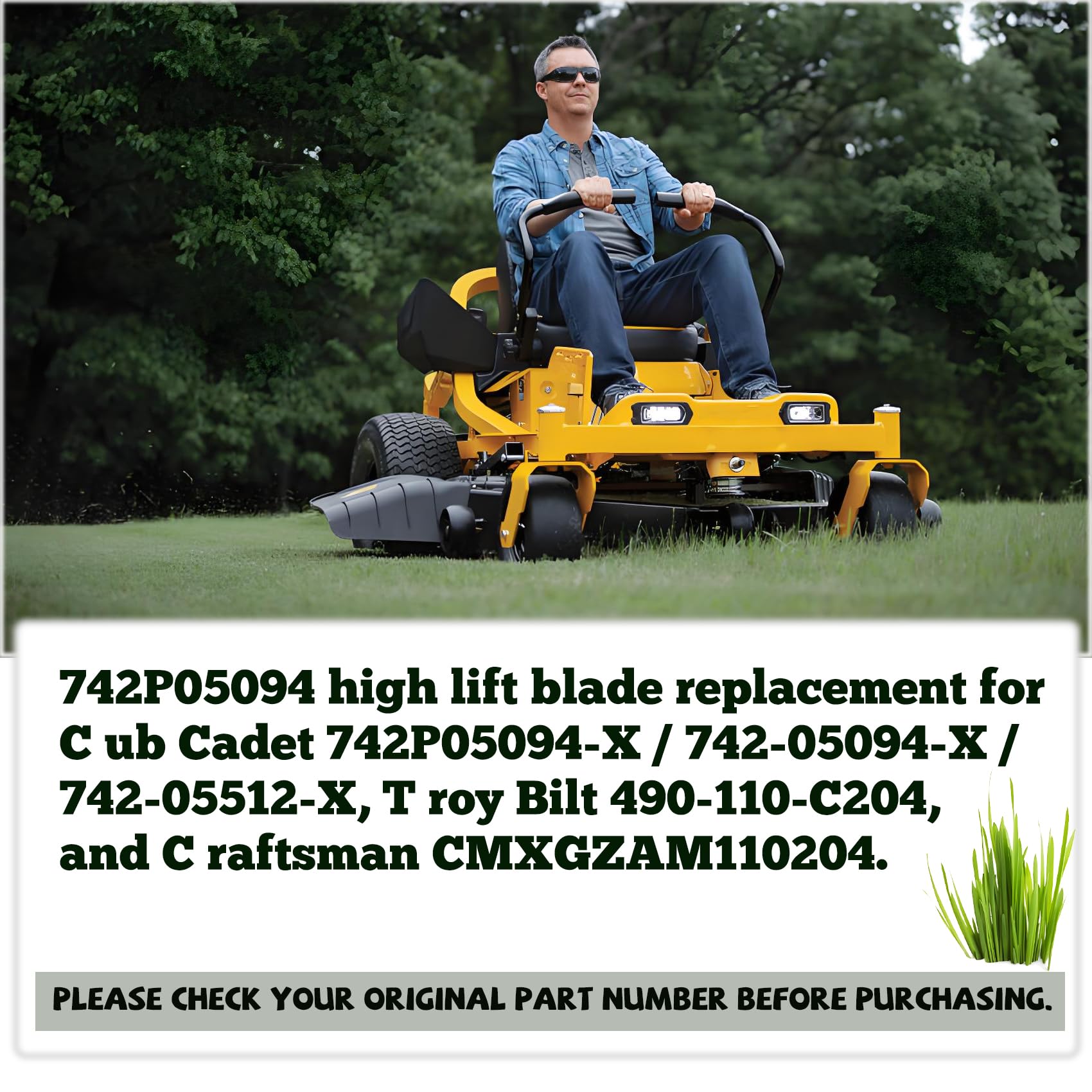742P05094-X - Lama ad alto sollevamento da 127 cm, adatta per XT1-LT50 ZT1-50 ZT2-50, confezione da 3