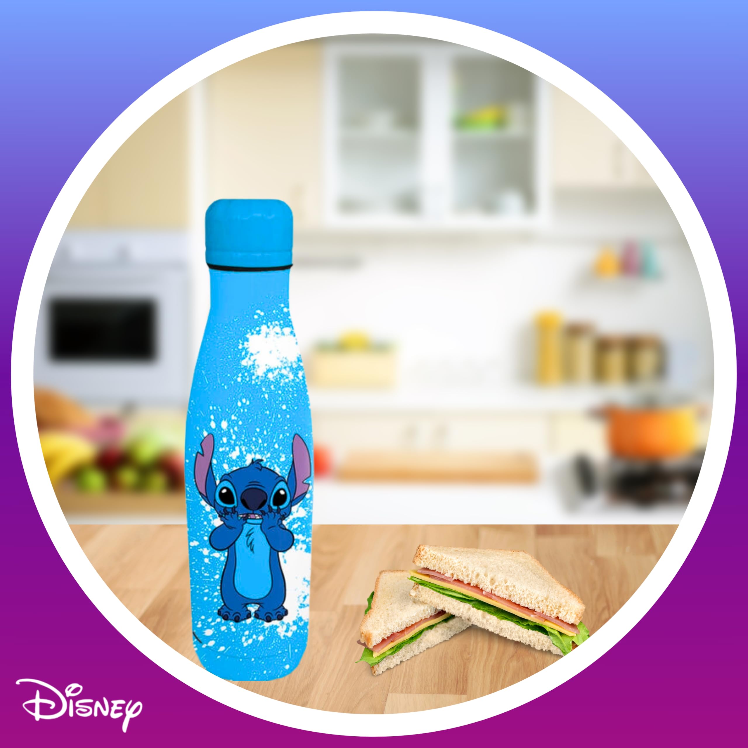 Disney Stitch Reusable Bottle, Stitch and Angel Design Stainless Steel Water Bottle for Girls Travel Bottle, Capacity 500ml - Image 4