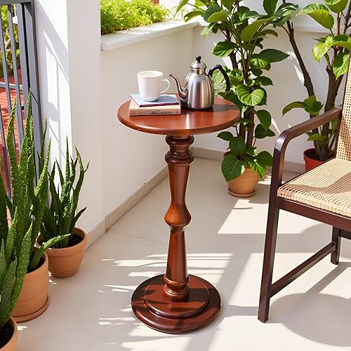 Miniatura 8 de SwallowLiving Mesa auxiliar redonda pequeña, mesas auxiliares altas para sala de estar, mesita de noche estrecha para espacios pequeños, sofá,