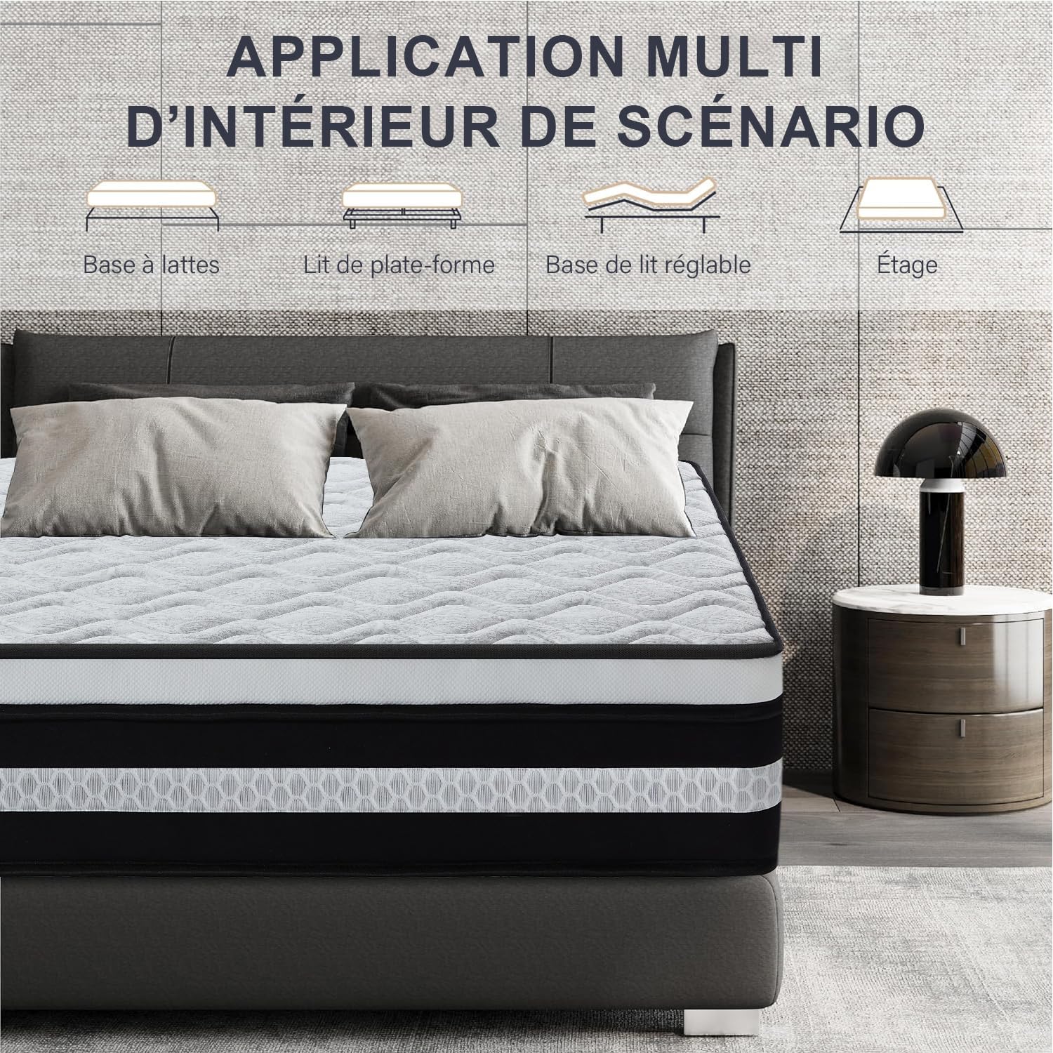 Colchón Viscoelástico 160x200 cm - Ergonómico Confort y Soporte - Multicapa Colchón Cara Verano/Invierno - Altura 30cm Firmeza Media - Transpirable y Hipoalergénico - Antiácaros - Certificado Oeko-Tex