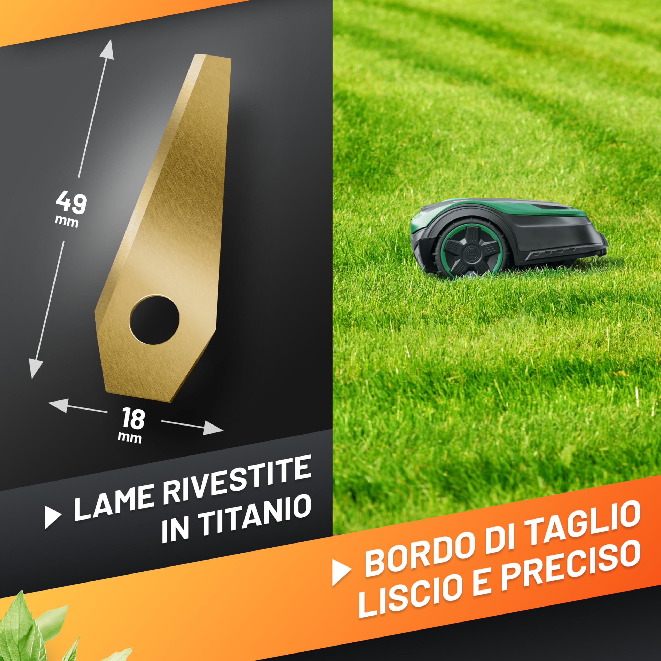 9 Lame Di Ricambio In Titanio Per Robot Tosaerba Bosch Indego - Set Con Viti, Compatibilità Garantita