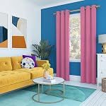 Sun Zero Halton Bright Vibes 100% Total Blackout Grommet Curtain Panel, Pink, 40" W x 84" L (1 Panel)