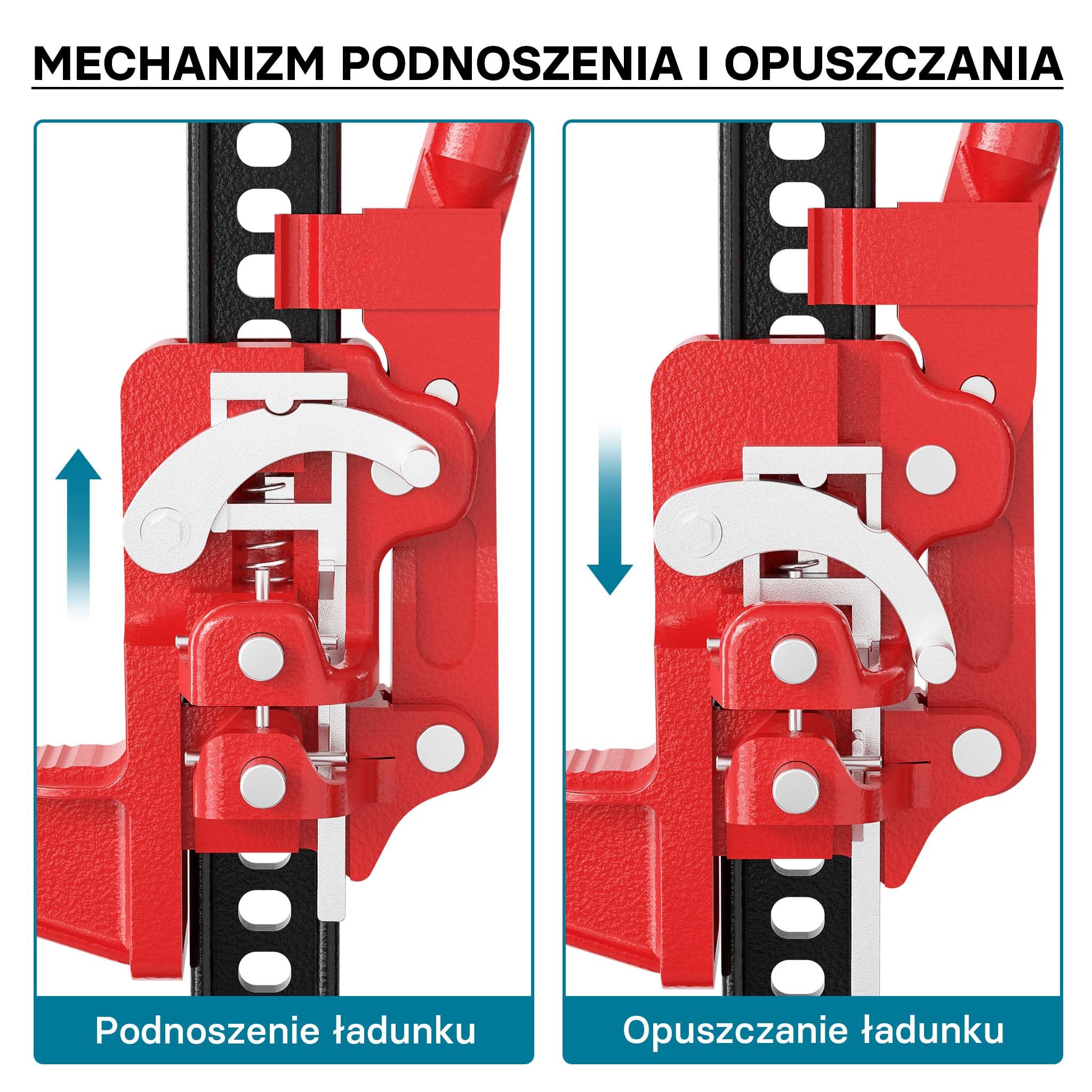 Wiltec Podnośnik farmerski 60" 150 cm do 3000 kg udźwigu i maks. 135 cm wysokości podnoszenia, podnośnik terenowy do samochodów