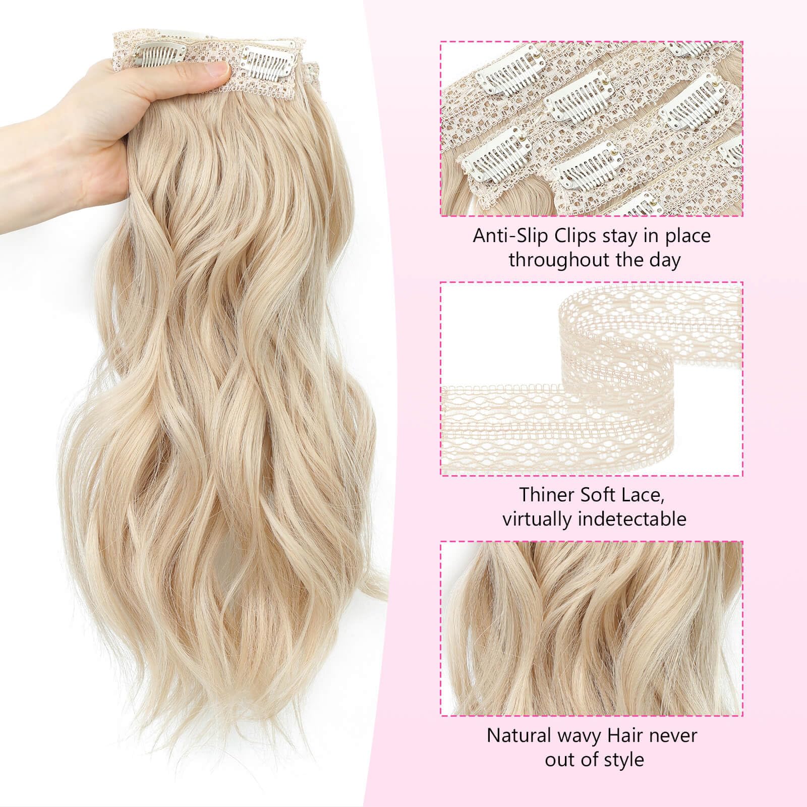 Flyroseing Bleach Blonde Clip in Hair Extension - Image 4