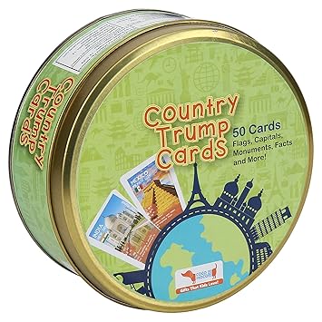 CocoMoco Kids Country Trump Cards Geography Game, Educational Toy, Return Gift for Kids Ages 5-8 Years, 9-12 Year Old Boys and Girls (Multicolor)