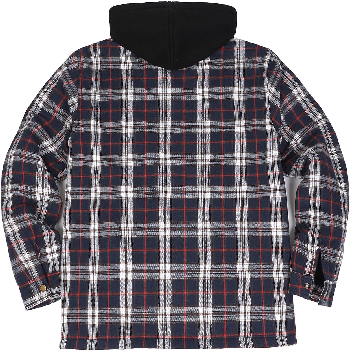 ZENTHACE Men's Thicken Plaid Hooded Flannel Shirt Jacket with Quilted Lined,Zipper&Snap
