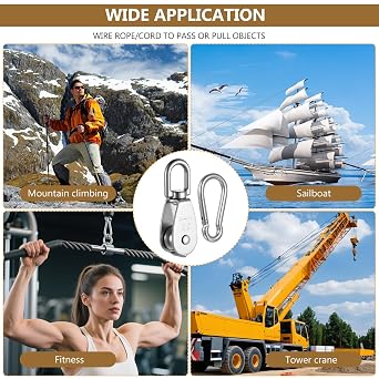 4 Pcs M20 Stainless Steel Pulley Blocks for Garage Canopy Lifting