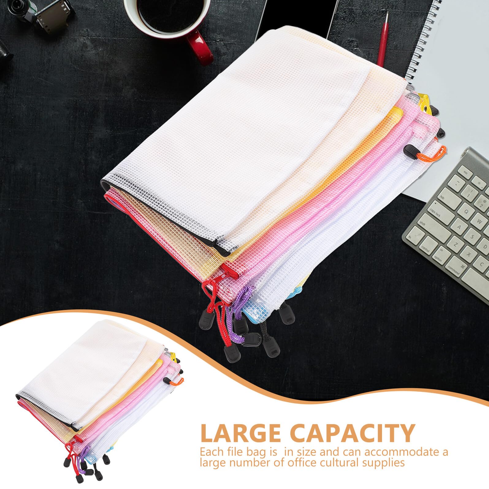 16 pezzi Buste File Mesh Trasparenti con Cerniera Organizer Documenti per Ufficio e Scuola Custodie Porta Documenti Capacità Ampia Colori Misti