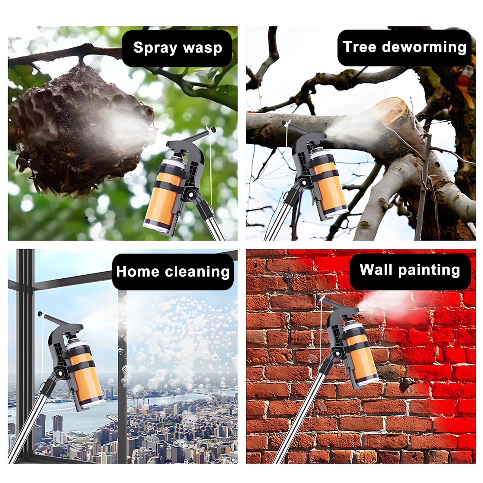 Sprühdosen Verlängerungsstangen Adapter| SprüHdosen VerläNgerung Mit Teleskopstange Thread 3/4", Einstellbarer Winkel SprüHstange FüR Wespenschaum/Wespenspray Spray, Spritzlackierung (1,6m)
