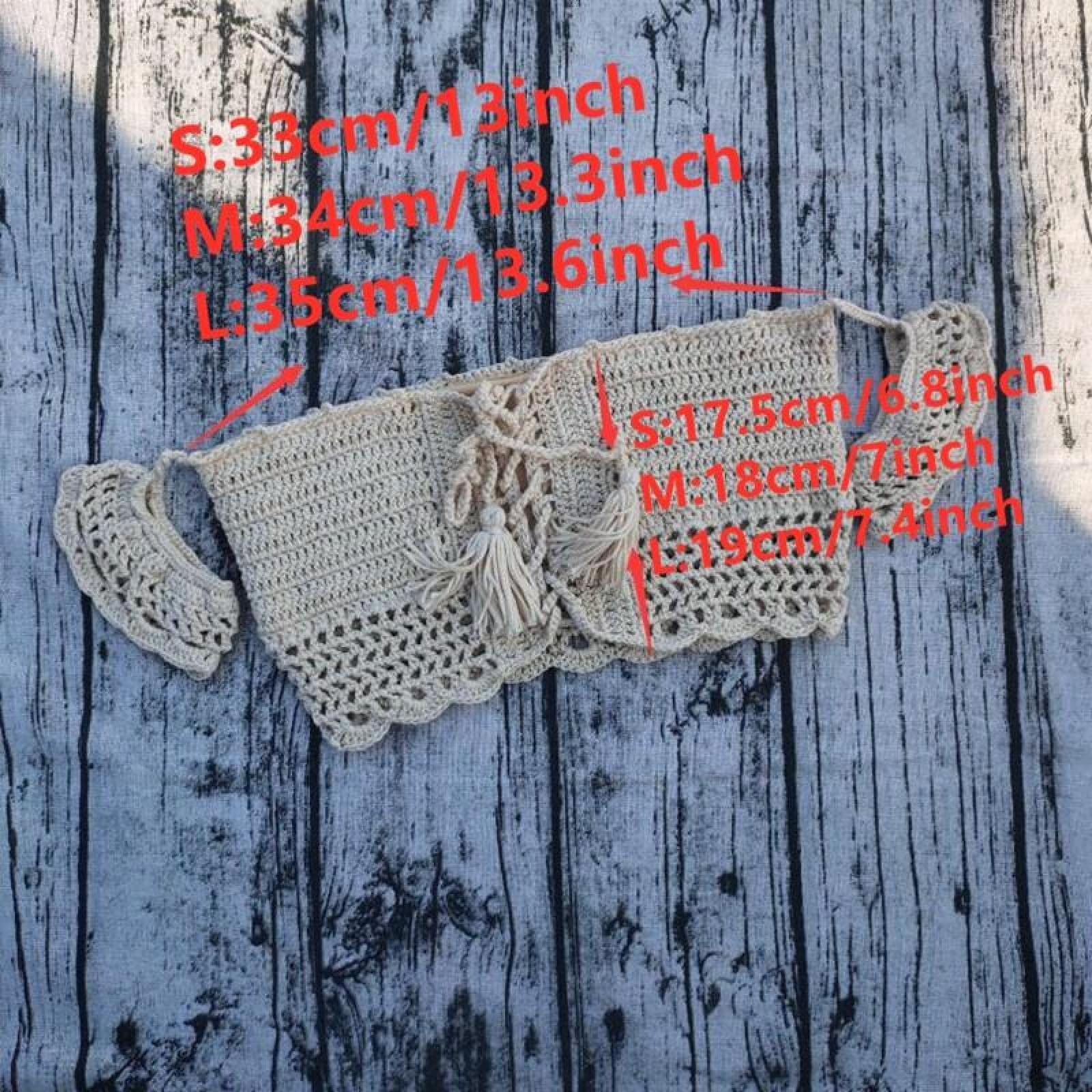Modny Zestaw Bikini Na Plażę Ręcznie Robiony Na Drutach Szydełkowy Strój Kąpielowy Seksowne Frędzle Na Ramionach Letni Pusty Dwuczęściowy Strój Kąpielowy W Jednolitym Kolorze