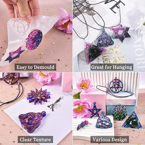 Miniatura 5 de Moldes de resina de silicona, llavero de silicona, molde para colgante de joyería, moldes de resina epoxi de encanto único, estilo punk estrella sol