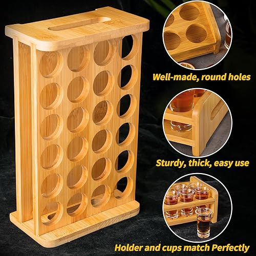 Miniatura 8 de Juego de vasos de chupito y soporte de 0.5 oz a 0.66 onzas  0.5 fl oz - 0.7 fl oz Juego de 12 bandejas de vidrio transparente para fiesta, club,