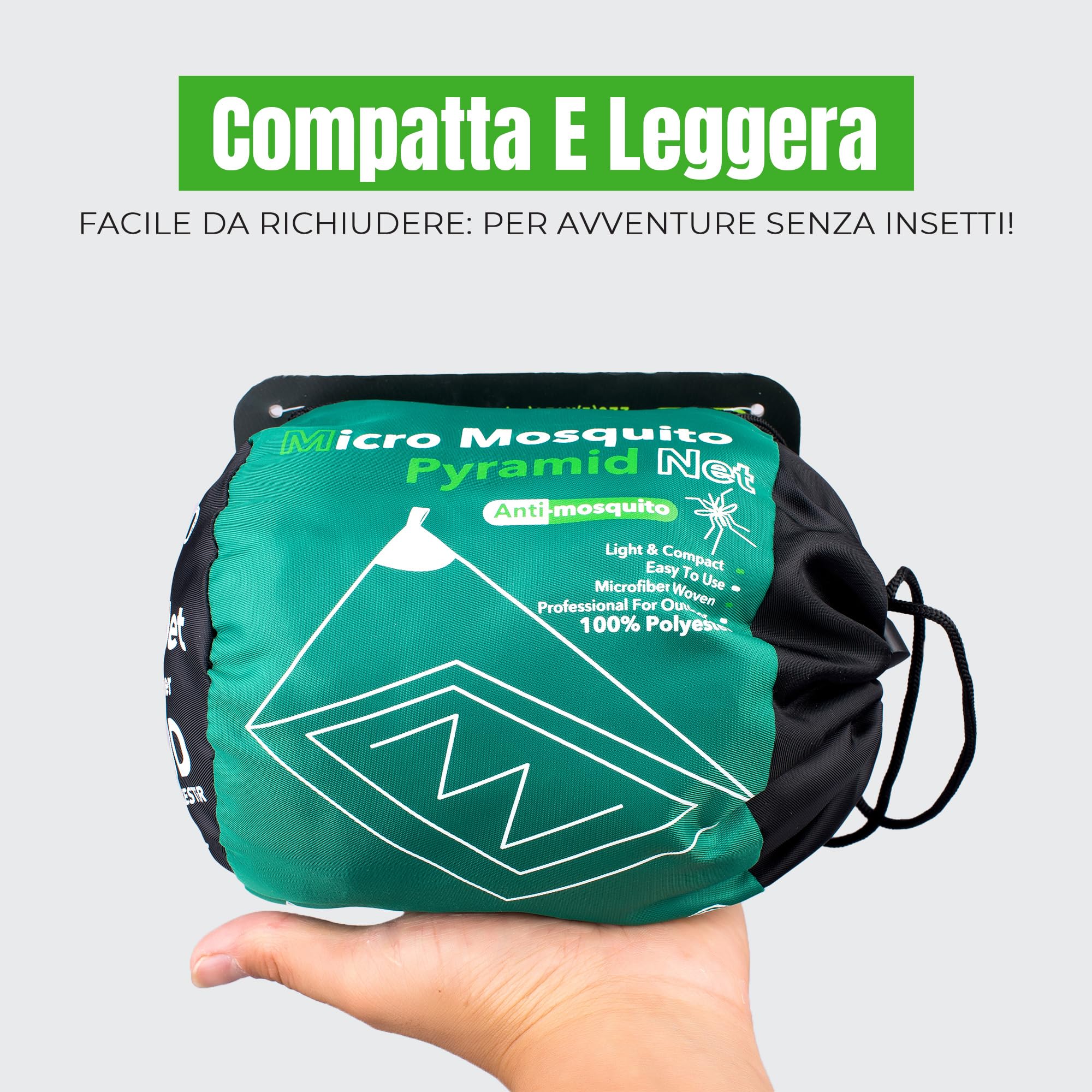 Zanzariera da Campeggio con Borsa da Trasporto, Compatta e Leggera, Adatta a Sacco a Pelo, Letto, Tenda (Singola)