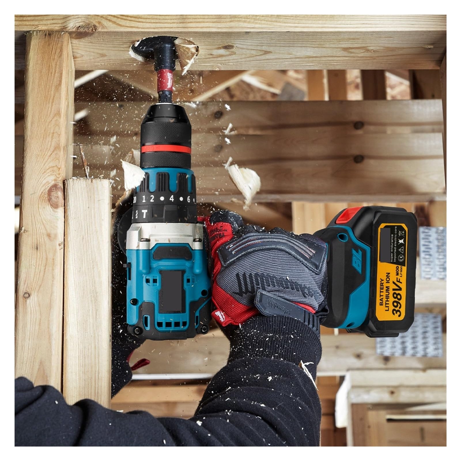 18V 13mm 480N.M Bezszczotkowa Elektryczna Wiertarka Udarowa Wiertarka Akumulatorowa Elektryczny Śrubokręt DIY Sterownik Elektronarzędzie Do Akumulatora 18 V DużA Zdolność Wiercenia(2 Battery)