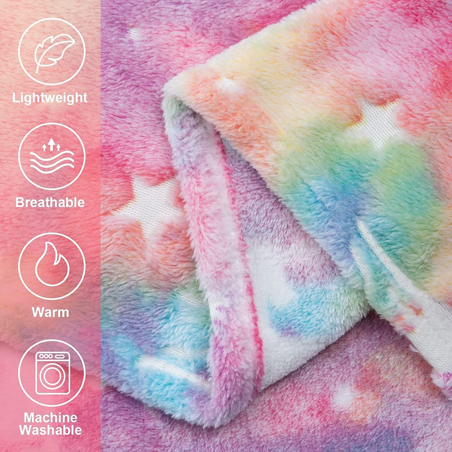 LXTOPN Coperta luminosa al buio, coperta per bambini, coperta con unicorno in flanella, 150 x 200 cm coperta flanella per ragazze e divano, Regali Unicorno (arcobaleno, 150 x 200 cm)