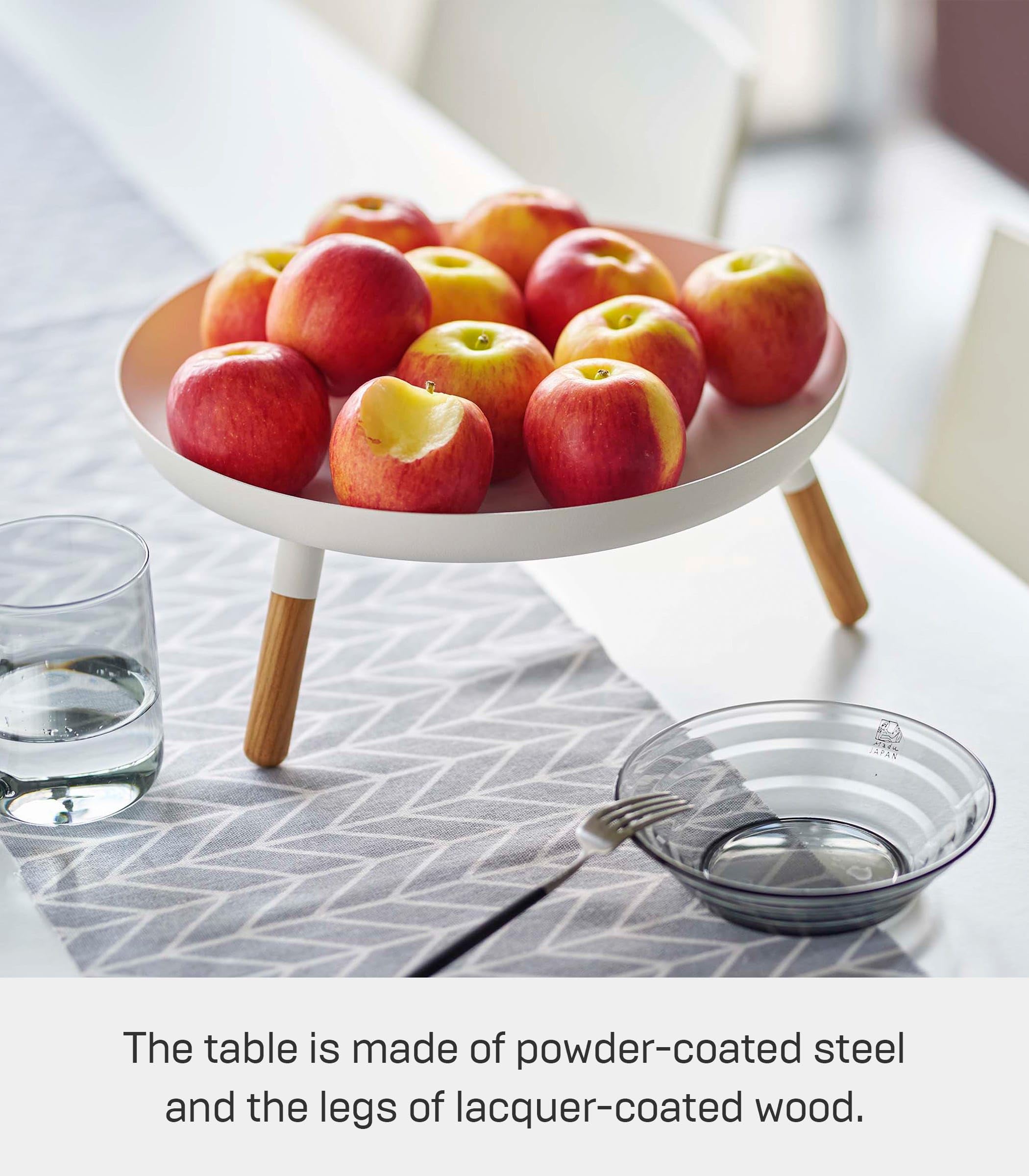 YAMAZAKI 5564 Plain Tray with Legs, White, Steel/Wood, 32 x 32 x 13 cm